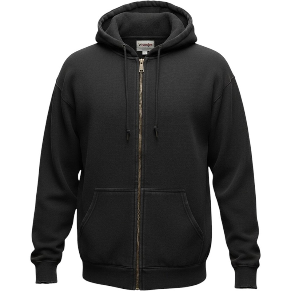 Wrangler Sherpa Lined Full Zip Hoodie Mens XL Black Excellent Heavyweight Jacket
